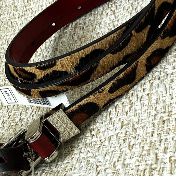 Michael Kors Belt XL Women's Royal Leopard Multicolor Brown Leather Metal Buckle - Picture 3 of 12